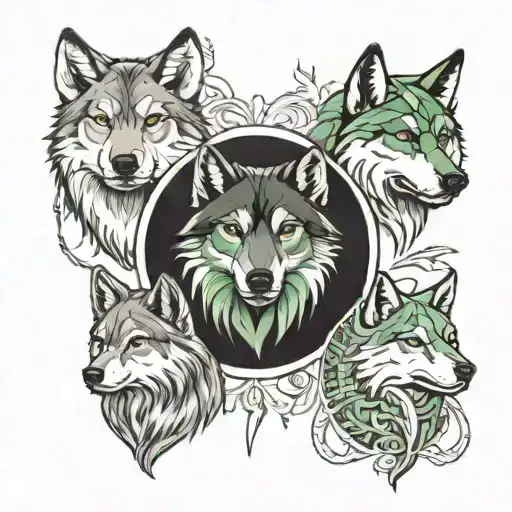 1 Black and white 2 gray 3 gray-green 4 natural 5 wolves tattoo design idea