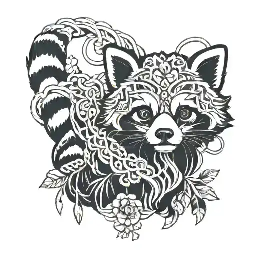 White Boho Macrame Cotton Red Panda tattoo design idea