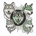 1 Black and white 2 gray 3 gray-green 4 natural 5 wolves tattoo design idea