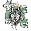 1 Black and white 2 gray 3 gray-green 4 natural 5 wolves tattoo design idea