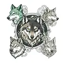 1 Black and white 2 gray 3 gray-green 4 natural 5 wolves tattoo design idea