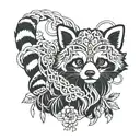 White Boho Macrame Cotton Red Panda tattoo design idea
