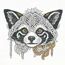 White Boho Macrame Cotton Red Panda tattoo design idea