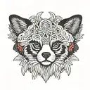 White Boho Macrame Cotton Red Panda tattoo design idea