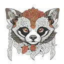 White Boho Macrame Cotton Red Panda tattoo design idea