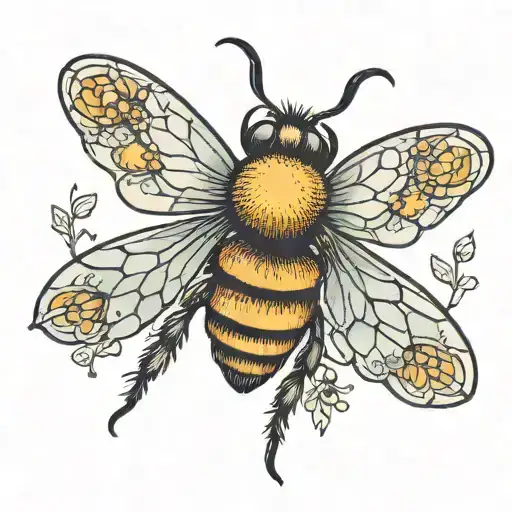 bee in a butterfly   tattoo design idea