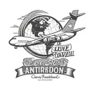 A motivational quote in a stylized font, with a silhouette of a globe and airplane in the background, representing the client's love for travel and ambition tattoo design idea