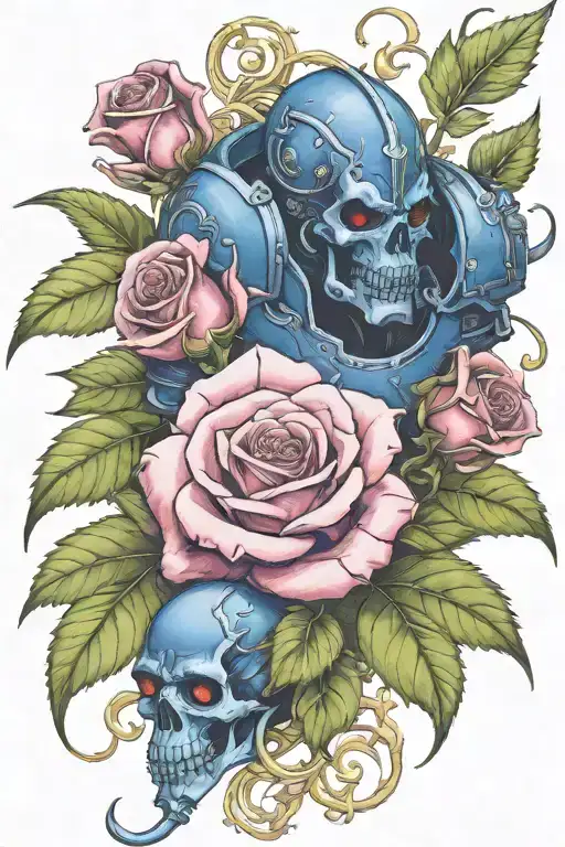 Biomechanical Warhammer 40K Night Lords And Roses Tattoo BlackInk AI biomechanical-warhammer-40k-night-lords-and-roses-tattoo-blackink-ai