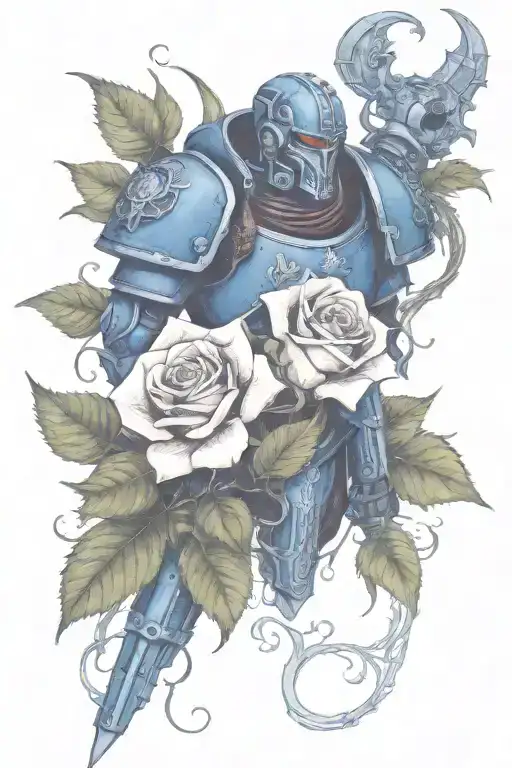 warhammer 40k night lords and Roses with vines tattoo design idea