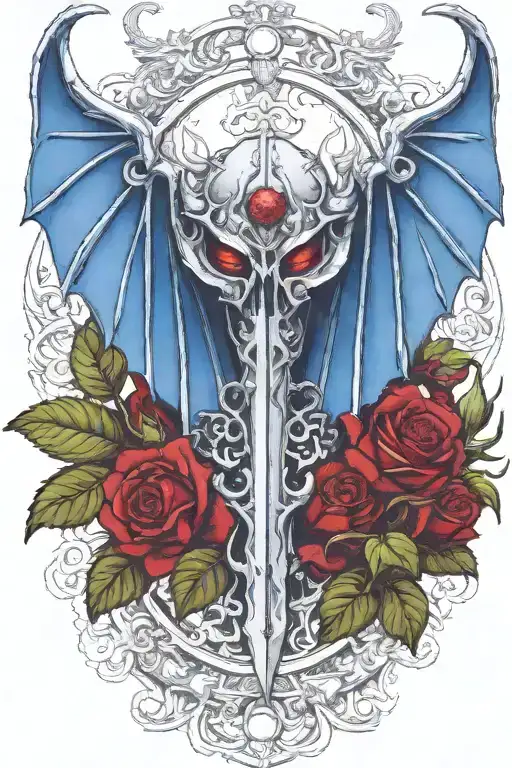 warhammer 40k Night Lords bat wings and Roses with briars tattoo design idea