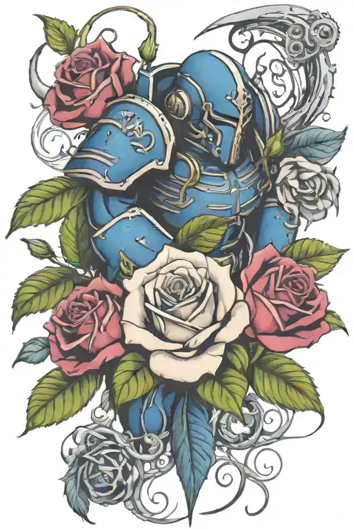 warhammer 40k night lords and Roses with vines tattoo design idea