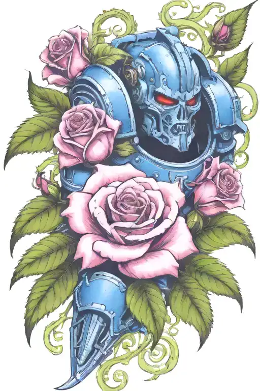 warhammer 40k night lords and Roses with vines tattoo design idea