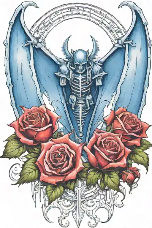warhammer 40k Night Lords bat wings and Roses with briars tattoo design idea