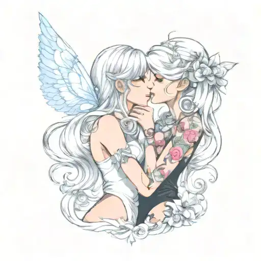 two sissy bimbos kissing tattoo design idea