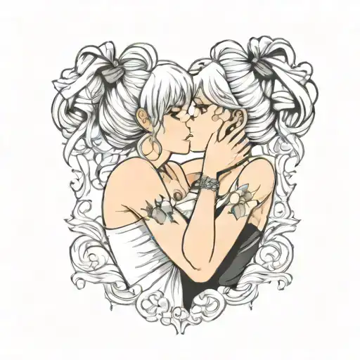 two sissy bimbos kissing tattoo design idea