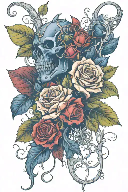 warhammer 40k night lords and Roses with vines tattoo design idea