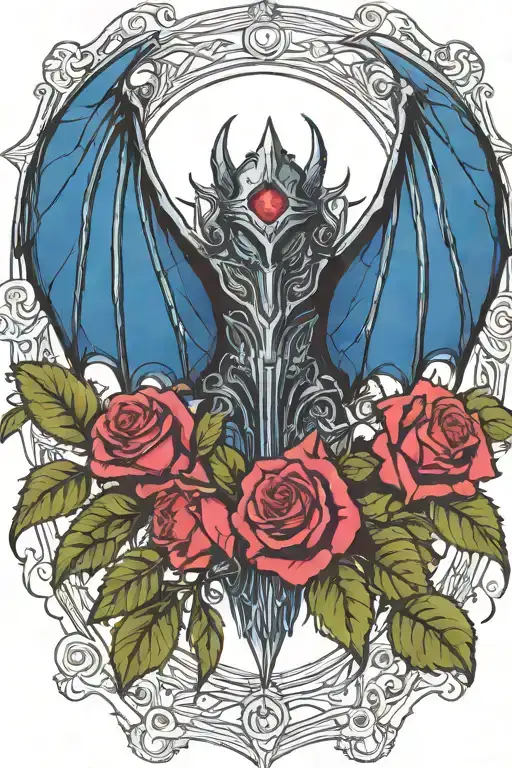 warhammer 40k Night Lords bat wings and Roses with briars tattoo design idea
