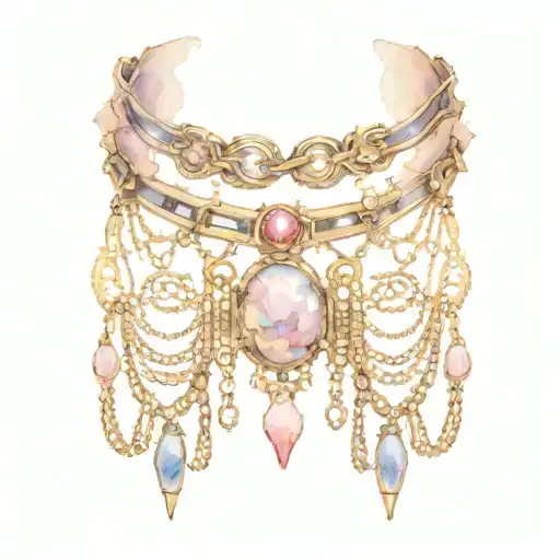 sissy collar with delicate chains tattoo design idea