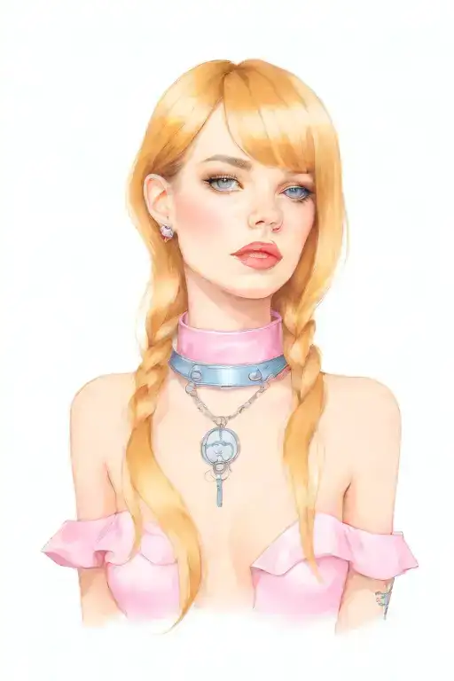 sissy slave pink leather collar with chain leash brown hair blue eyes tattoo design idea