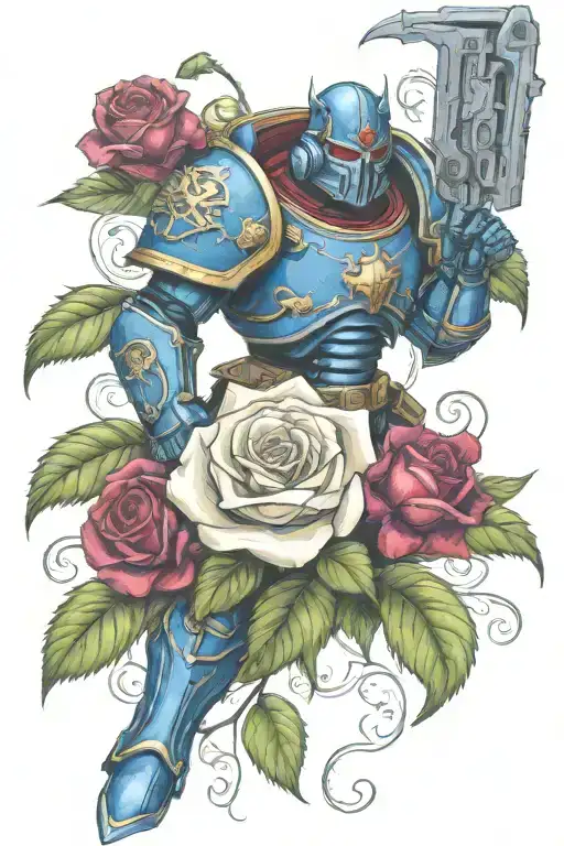 warhammer 40k night lords and Roses with vines tattoo design idea