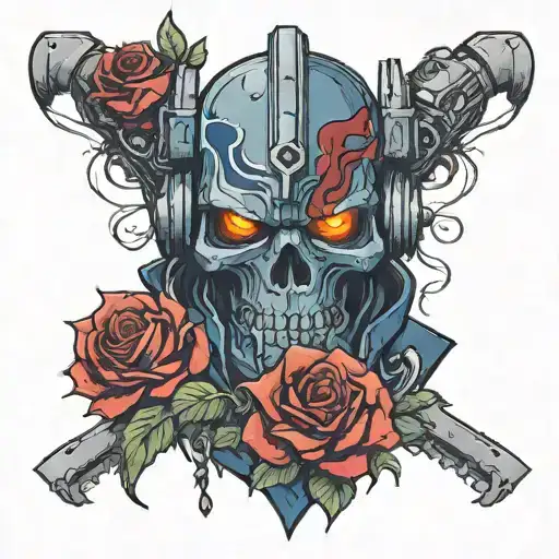 warhammer 40k night lords terminator coiled with roses tattoo design idea