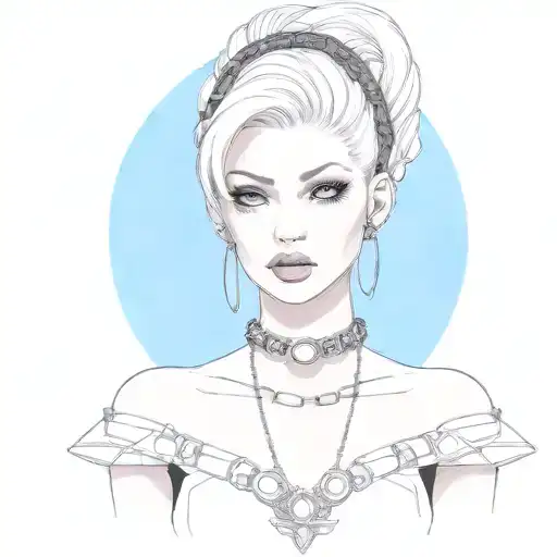sissy bimbo with collar and chain leash tattoo design idea