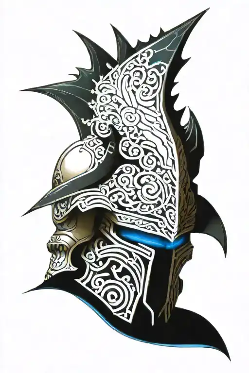 warhammer 40k night lords ornate power armour helmet with bat wings coiled with vines and roses tattoo design idea