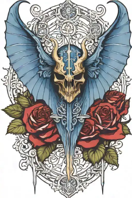 warhammer 40k Night Lords bat wings and Roses with briars tattoo design idea