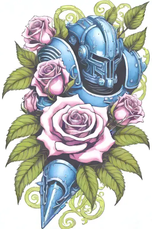 warhammer 40k night lords and Roses with vines tattoo design idea