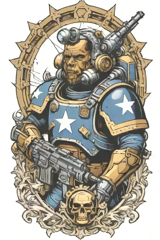 barack obama space marine warhammer 40k tattoo design idea