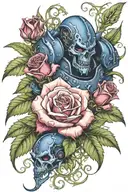 warhammer 40k night lords and Roses with vines tattoo design idea