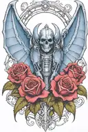 warhammer 40k Night Lords bat wings and Roses with briars tattoo design idea