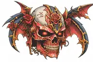 warhammer 40k night lords helmet bat wings with wrapped in rose thorns tattoo design idea