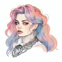 sissy collar with delicate chains tattoo design idea