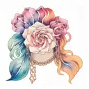 sissy collar with delicate chains tattoo design idea