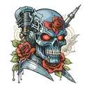 warhammer 40k night lords terminator coiled with roses tattoo design idea