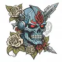 warhammer 40k night lords terminator coiled with roses tattoo design idea
