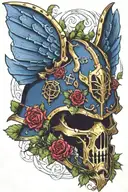 warhammer 40k night lords ornate power armour helmet with bat wings coiled with vines and roses tattoo design idea