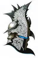 warhammer 40k night lords ornate power armour helmet with bat wings coiled with vines and roses tattoo design idea