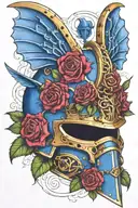 warhammer 40k night lords ornate power armour helmet with bat wings coiled with vines and roses tattoo design idea