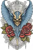 warhammer 40k Night Lords bat wings and Roses with briars tattoo design idea