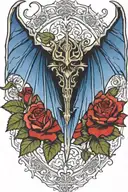warhammer 40k Night Lords bat wings and Roses with briars tattoo design idea