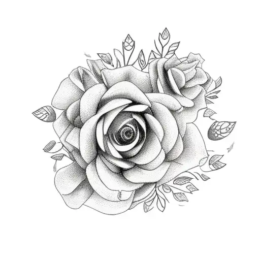 bunch of flowers, including February, July and two November birth month flowers tattoo design idea