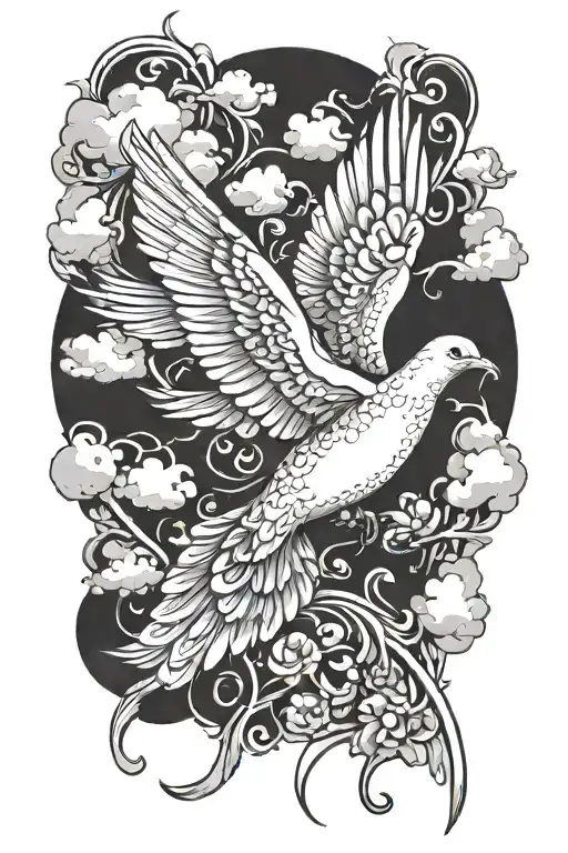 Dove flying to heaven tattoo design idea
