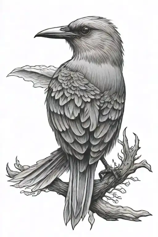 bird with sun setting  tattoo design idea