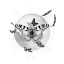 butterfly metamorphosis stages with a rising sun background tattoo design idea