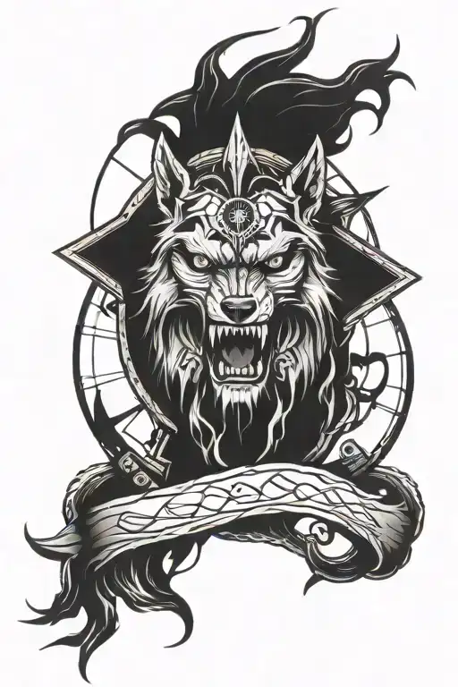 wolf, skull, gladiator, anchor , compass ,  Lightning tattoo design idea
