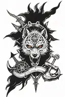 wolf, skull, gladiator, anchor , compass ,  Lightning tattoo design idea