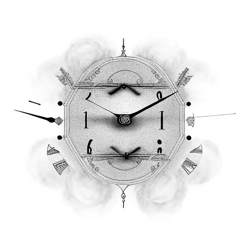 three different clocks with time and date of birth also featuring adults hand holding all three children's hands in stea tattoo design idea