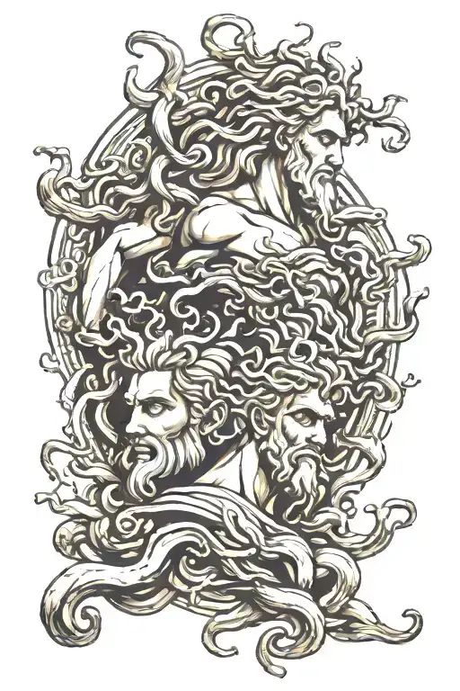 zeus and medusa tattoo design idea